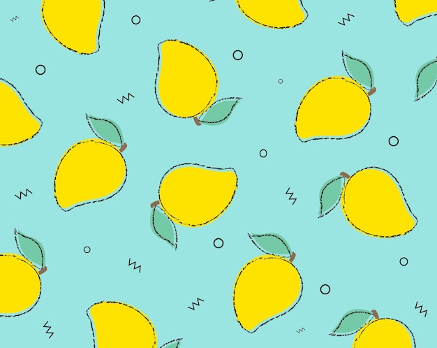 Mango Pattern And Mint Background