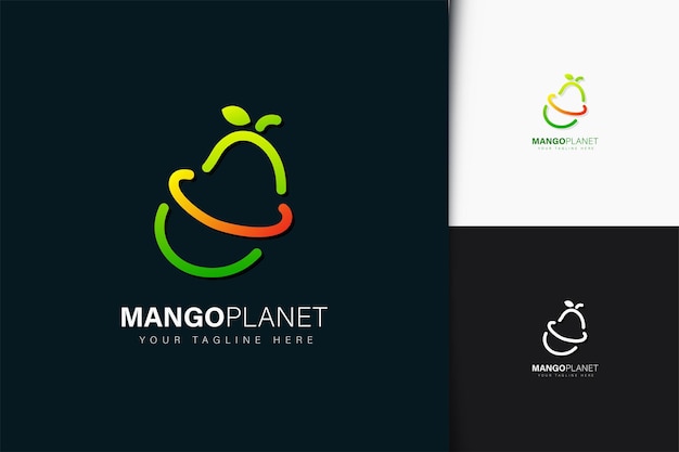 Mango planeet logo-ontwerp met verloop