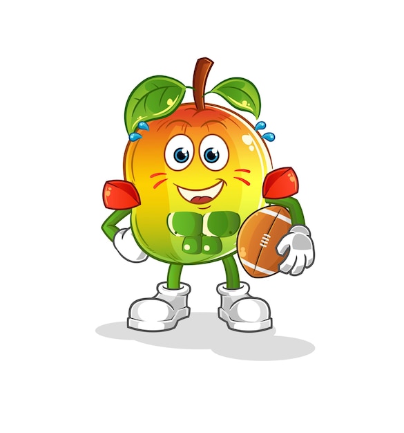 Mango playing rugby character. cartoon mascot vector