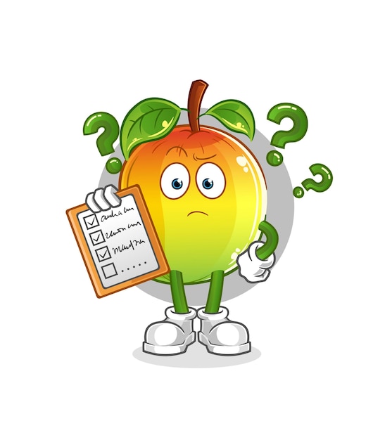 Вектор списка расписания манго. мультипликационный персонаж