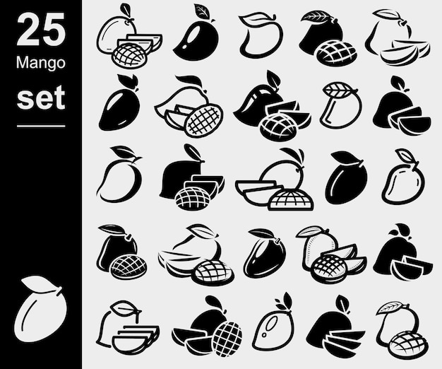 Mango set Collection icon mango Vector