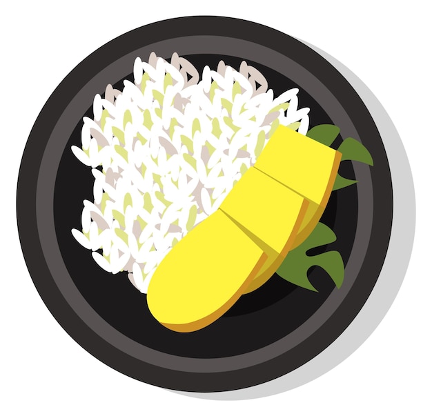 Vector mango sticky rice traditional thai food icon