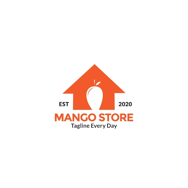 Design del logo del negozio di mango e della vendita di frutta