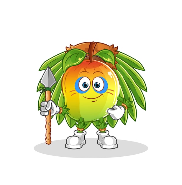 mango tribal man mascot. cartoon vector