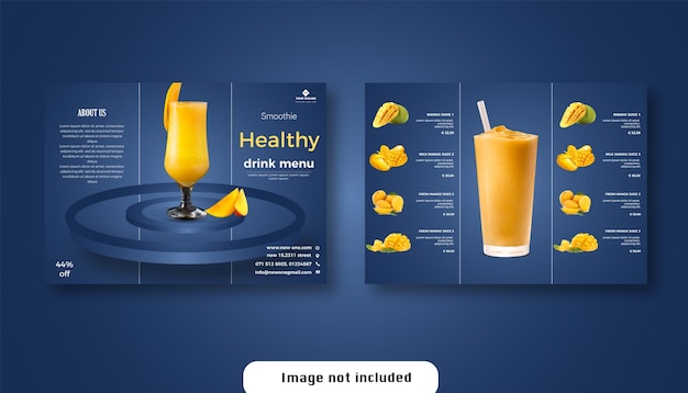Modello di banner post instagram di social media per la promozione del menu della bevanda a tre ante mango