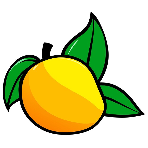 Vector mango with leaf vector illustration