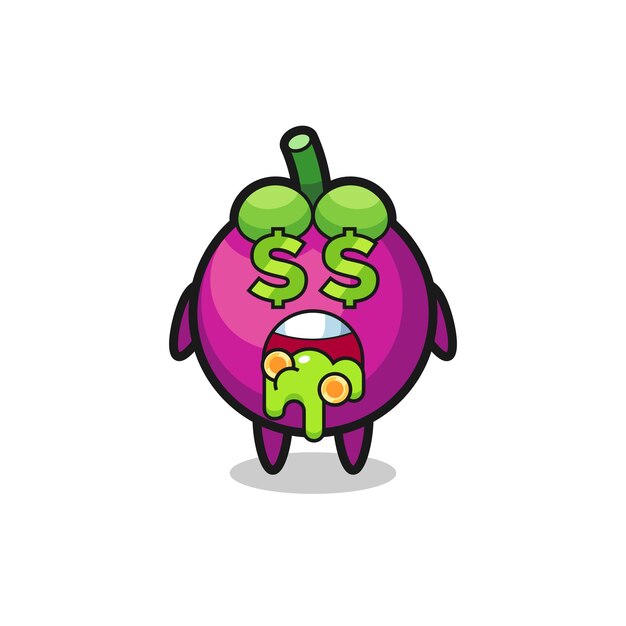 Mangosteen character with an expression of crazy about money , cute style design for t shirt, sticker, logo element