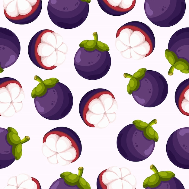 Mangosteen Fruit Seamless Pattern