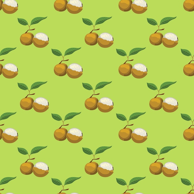 Vector mangosteen fruits seamless vector pattern background