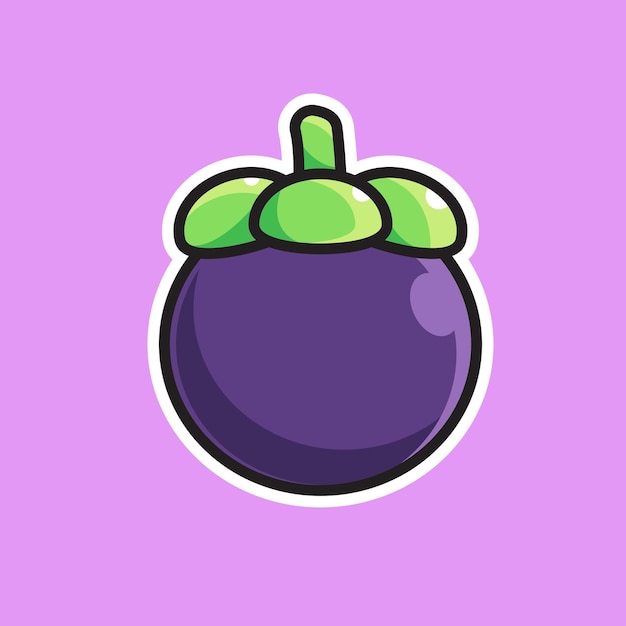 Vector mangosteen icon vector illustration with flat design style. cute fruits vector illustration.