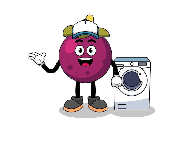 Mangosteen illustration as a laundry man character design