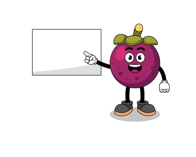 Vettore illustrazione di mangostano che fa un design del personaggio di presentazione