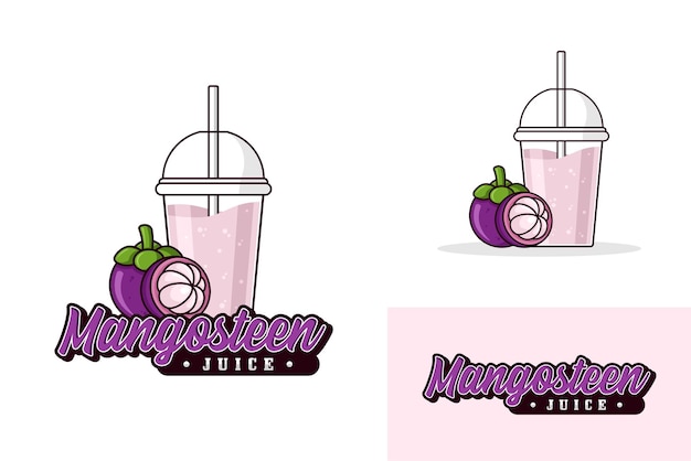 Mangosteen juice drink logo design illustration collection