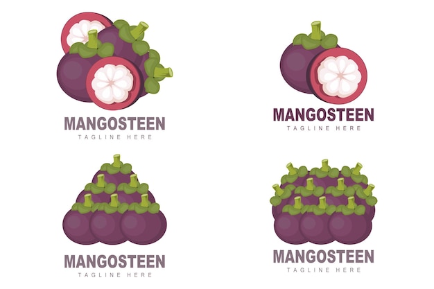 Дизайн логотипа мангостина вектор свежих фруктов для здоровья кожи фруктовый магазин иллюстрация бренда и natura