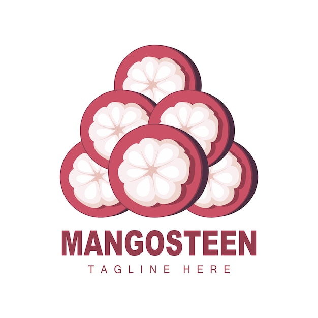 Mangosteen Logo Design Fresh Fruit Vector for Skin Health Fruit Shop Brand Illustration And Natural Skin Medicine