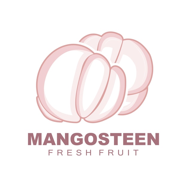 マンゴスチンのロゴ マンゴスチンの肉のイラスト ビタミン豊富なフルーツ クイーン フルーツ ロゴ ベクトル ラベル テンプレート デザイン