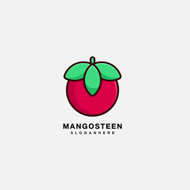 Mangosteen logo vector color template illustration