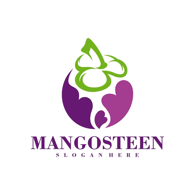 Mangosteen Loveのロゴデザイン テンプレート クリエイティブなMangosteenのロゴのベクトルイラスト