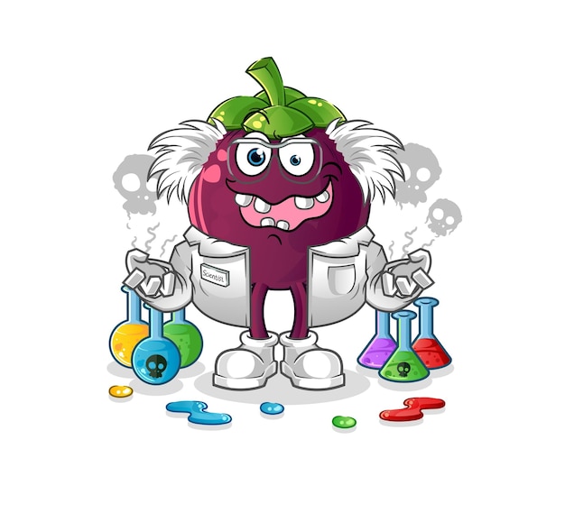 Mangosteen mad scientist illustration character vector