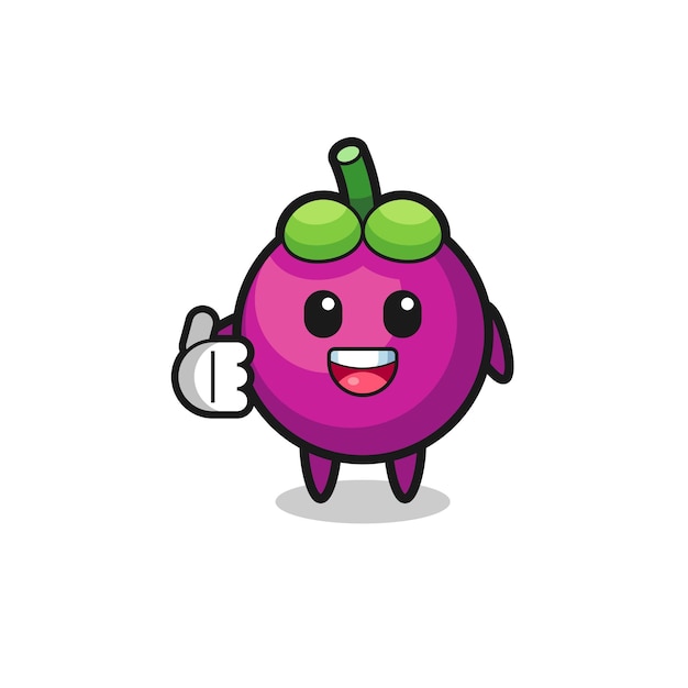 Mangosteen mascot doing thumbs up gesture , cute design