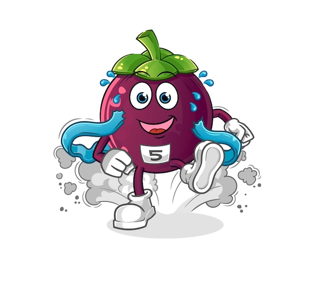 Mangosteen runner character. cartoon mascot vector