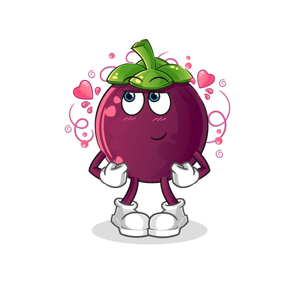 Mangosteen shy vector cartoon character