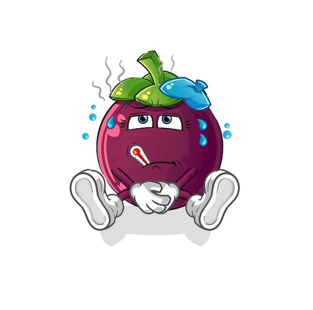 mangosteen sick vector. cartoon character