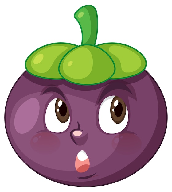 Vector mangosteen stripfiguur met gezichtsuitdrukking