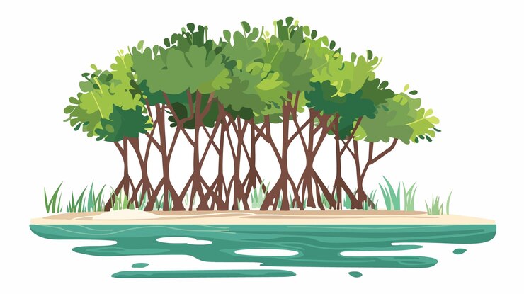 Vector mangrove forest in thailand flat vector style isolated image