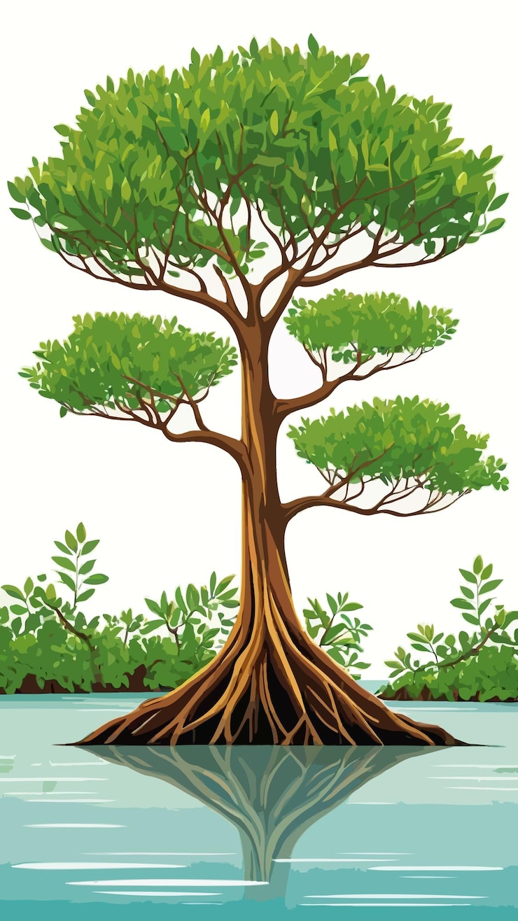 Vector mangrove landscape cartoon drawing artwork vector