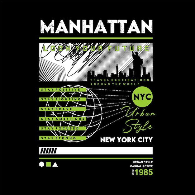Manhattan abstracte grafische vector sportieve stijl, hoodie t-shirt