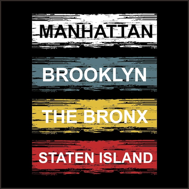 Manhattan Brooklyn de bronx ontwerp typografie vector ontwerp tekst illustratie poster banner flyer briefkaart teken t-shirt afbeeldingen afdrukken enz