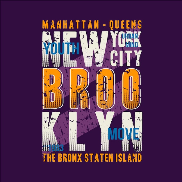 Manhattan, brooklyn, new york city lettering graphic t shirt typography design  abstract