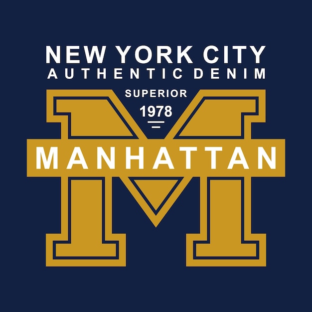 Manhattan new york city typography for print t shirt premium vector