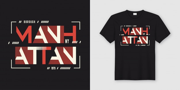 マンハッタンニューヨークの幾何学的な抽象的なスタイルのtシャツとアパレル