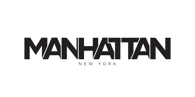 Manhattan New York USA typografie slogan ontwerp Amerika-logo met grafische stadsletters voor print en web