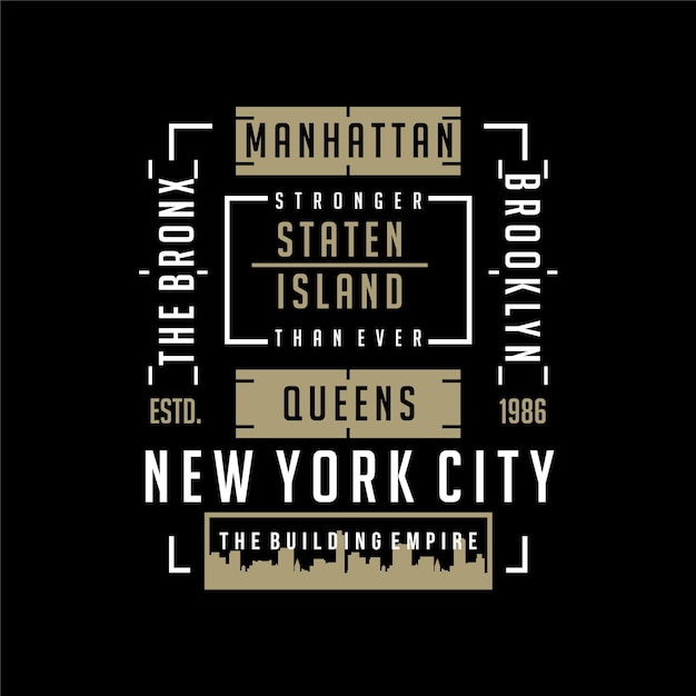 manhattan text frame graphic vector print