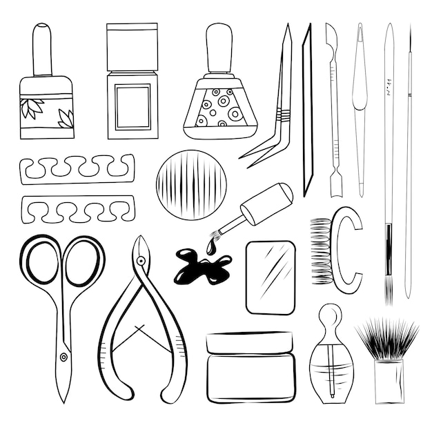 Manicure accessoires vector illustratie set