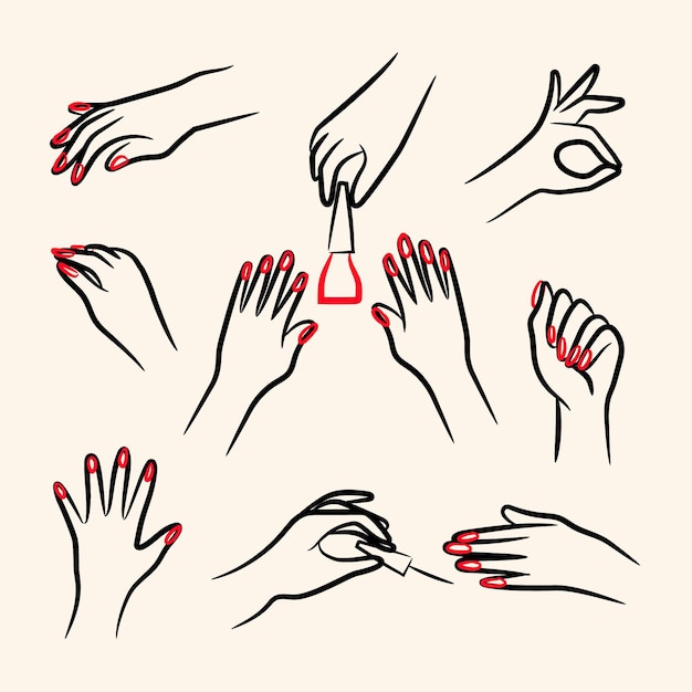 Vector manicure hand illustration pack