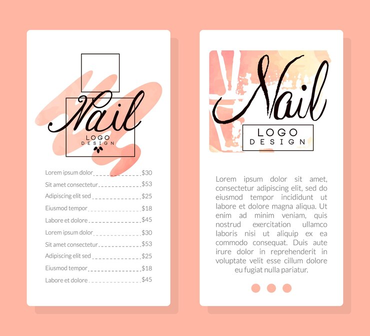 Vector manicure and nail studio design with logo creative vector template