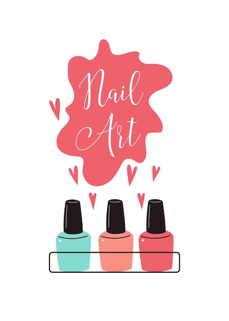 Manicure poster nail varnish beauty studio and salon for flyer\
banner prints