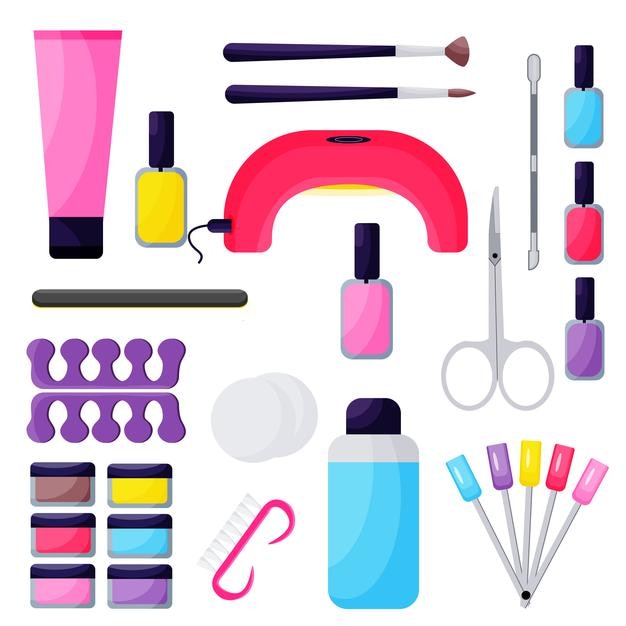 Manicure set for nail extensions on a white background. Vector illustration design.