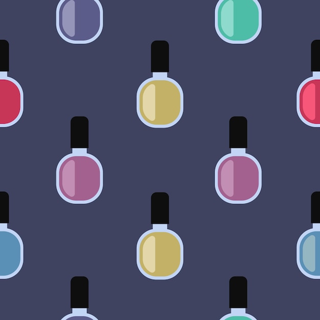 Manicure vector colorful nail polishes seamless pattern