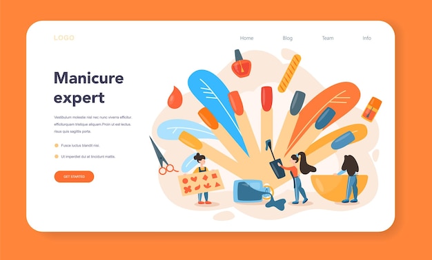 Vector manicurist service web banner or landing page