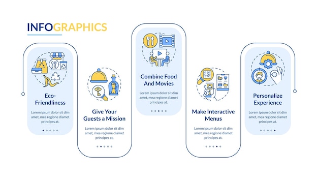 Manieren om een trendy rechthoek infographic sjabloon voor restaurants te maken