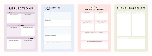 Manifestatie wet van aantrekkingskracht dankbaarheid dagboek planner sjabloon set