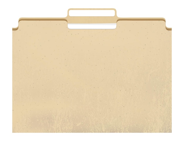 Vector manila folder with cut tab and papers isolated on white