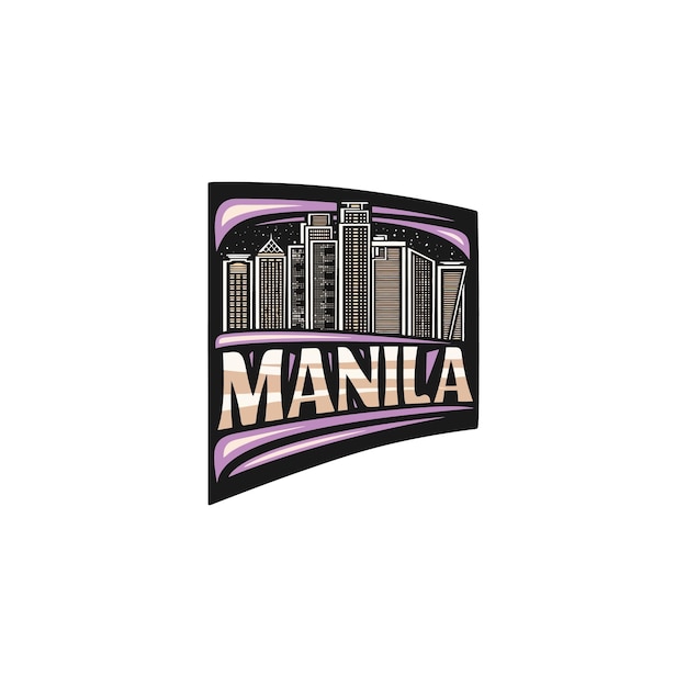 Manilla Skyline Landmark Vlag Sticker Embleem Badge Reizen Souvenir Illustratie