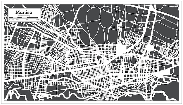 Manisa turkije stadsplattegrond in retro stijl. overzicht kaart. vectorillustratie.