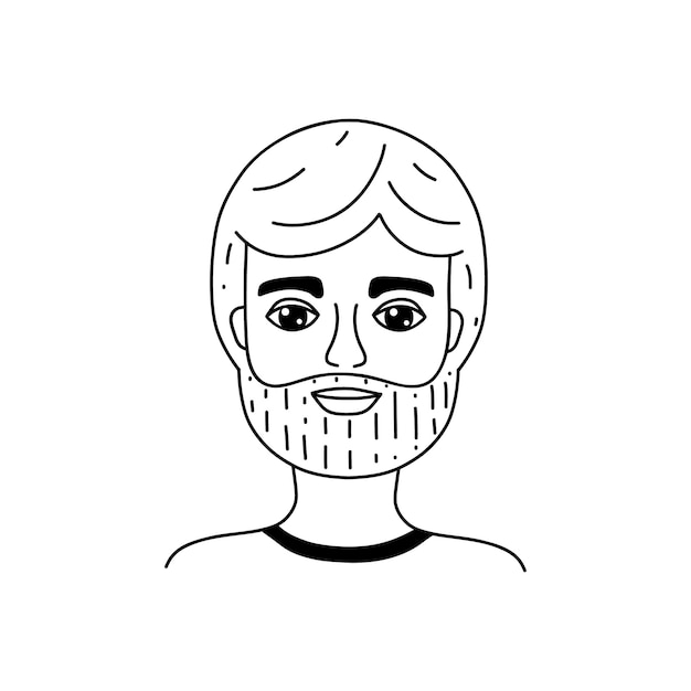 Mannelijk gezicht in doodle stijl op witte achtergrond.